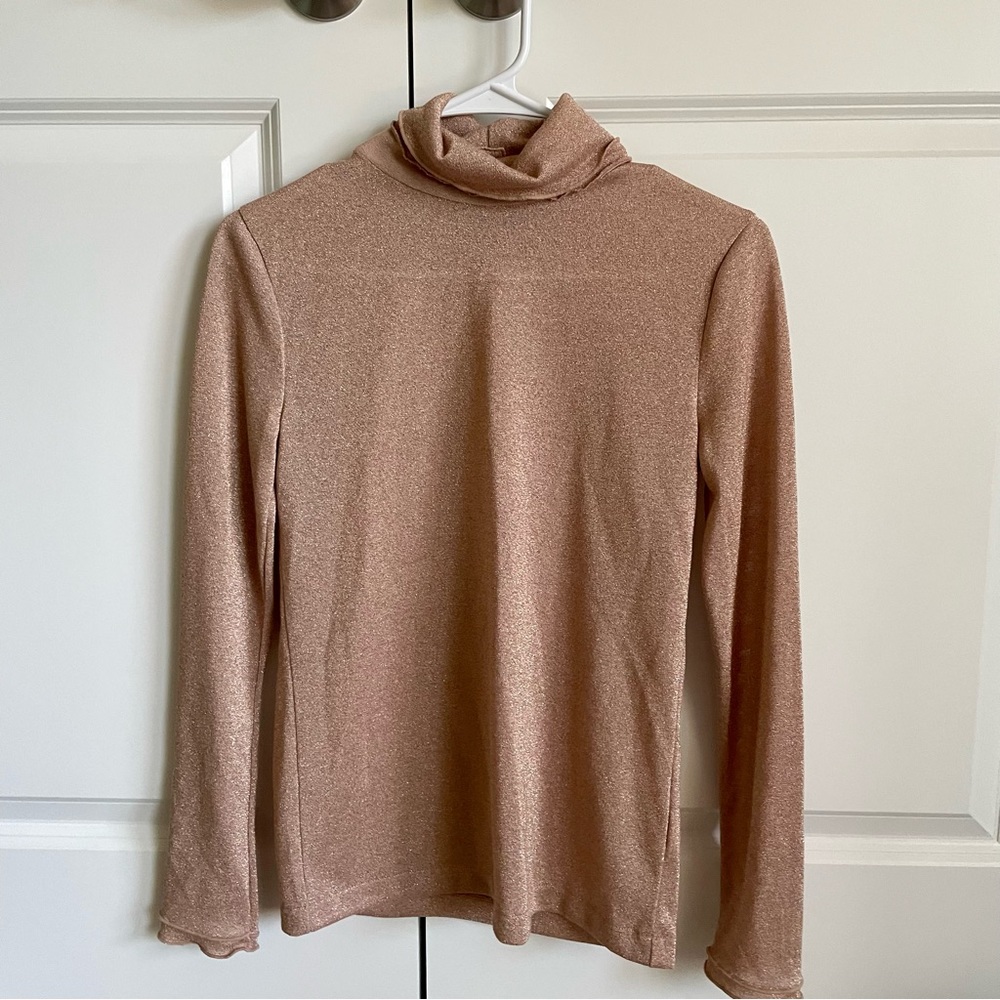 JCrew Champagne Mock Neck Blouse XS